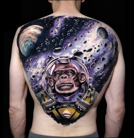 Monkey in Space Tattoo Design Thumbnail